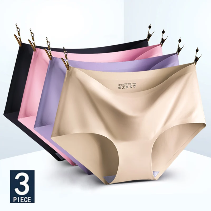 
3PCS/Set Seamless Panties Women Panties Sexy Female Underpants Briefs Invisible Pantys Solid Color Soft Intimate Lingerie M 2XL 