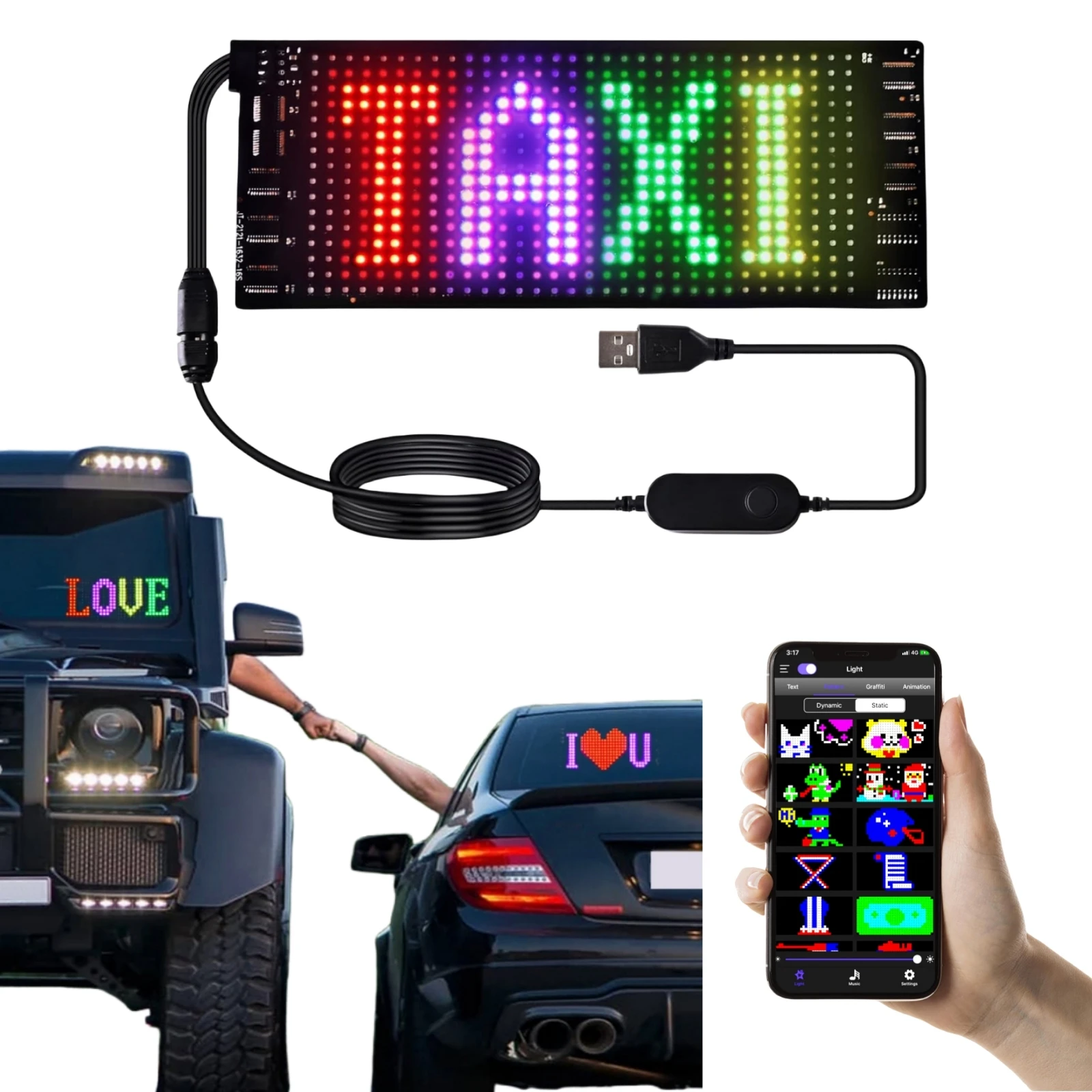 Intelligent bus led destination sign custom image board portable led display for car