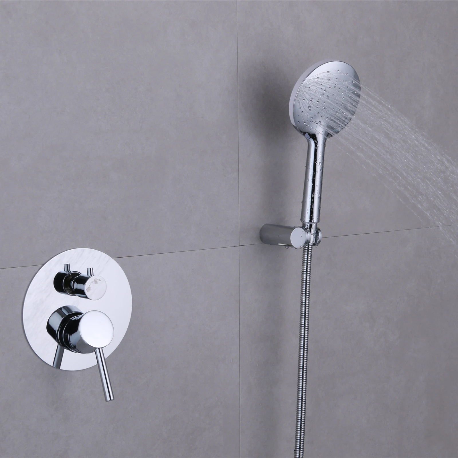 Fapully Exposed Concealed Shower Sets High Quality Wall Mounted 2-way Control Rain Bathroom  in wall Shower Set