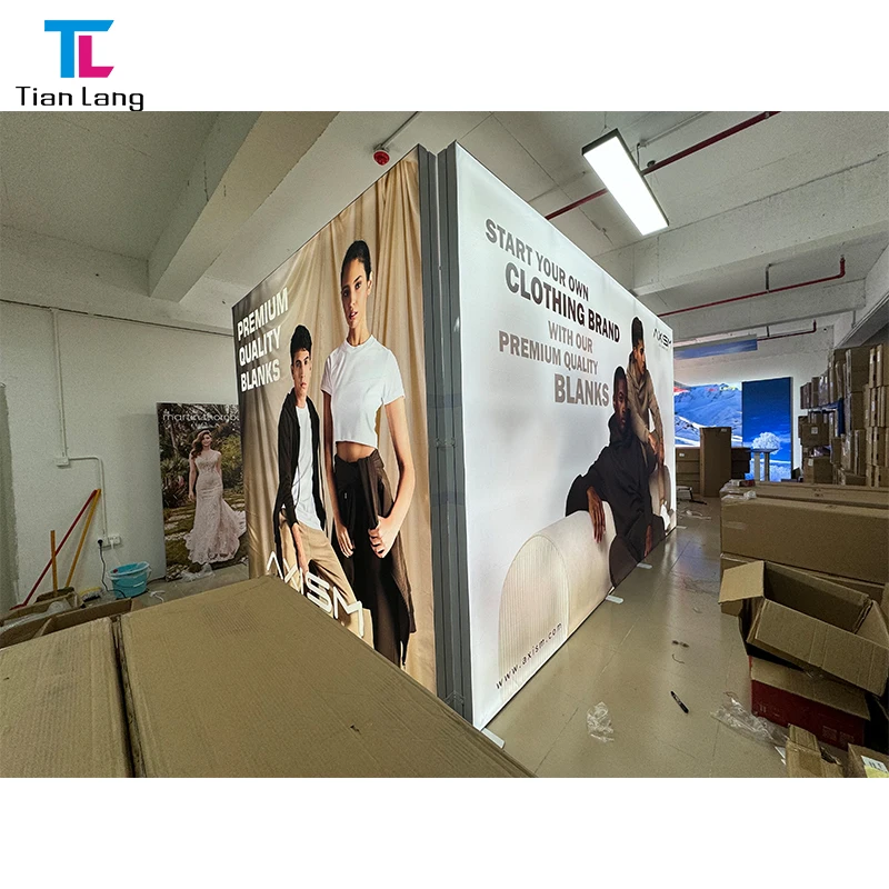 Durable Advertising Equipment 20x8ft Aluminum Frame SEG Fabric LED Display Stand Wall Backlit Trade Show Booth Modular Lightbox