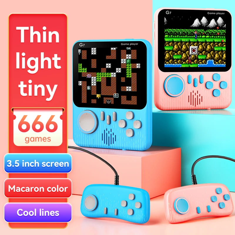 Оптовая продажа портативный Классический игровой плеер Macaron Colors ретро портативная игровая консоль 666 встроенных игр с
