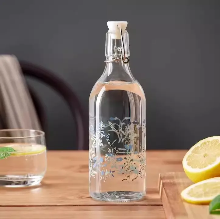 Custom logo 250ml 500ml 750ml 8oz 16oz 32oz Clear Drink Beer Wine Water Bottles Glass Swing Top Bottle with Airtight Stopper Cap