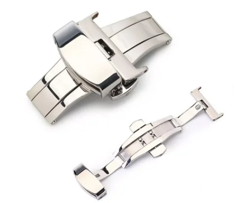 High Quality Stainless Steel Butterfly Deployment Watches Clasp Custom Logo Wristband Fold Watch Buckle With Double Buttons