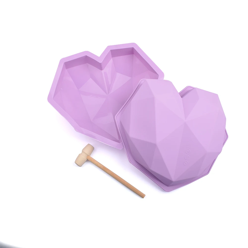 3D Diamond Love Heart Shape Food Grade Silicone Molds Microwave Refrigerator Safe Baking Bread Cake Molds For DIY Kitchen Tools