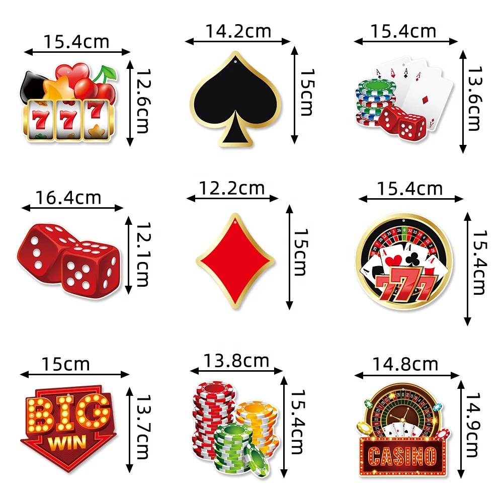 12pcs Casino Party Decor Hanging Swirls Poker Party Supplies Ceiling Hanging Swirls Poker Games Night Birthday Party Decorations