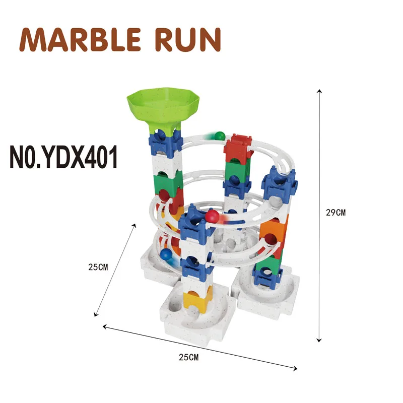 New 45pcs Wheat-straw Diy Plastic Puzzle Building Block Balls Slide Rolling Marble Run Educational Toys for Kids