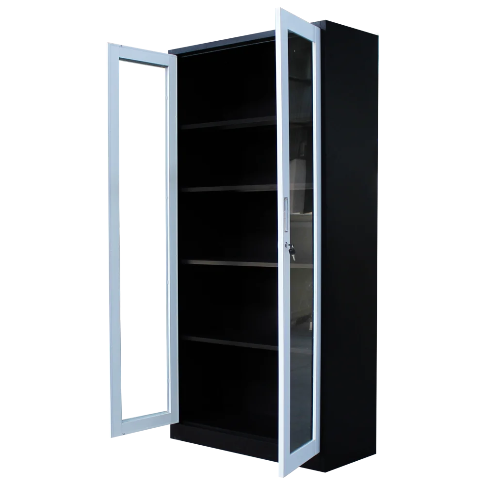 2024 Factory Direct Modern Office Furniture Steel High Filing Cabinet With 4 Tiers Glass Swing Door for Office Workstation Gym