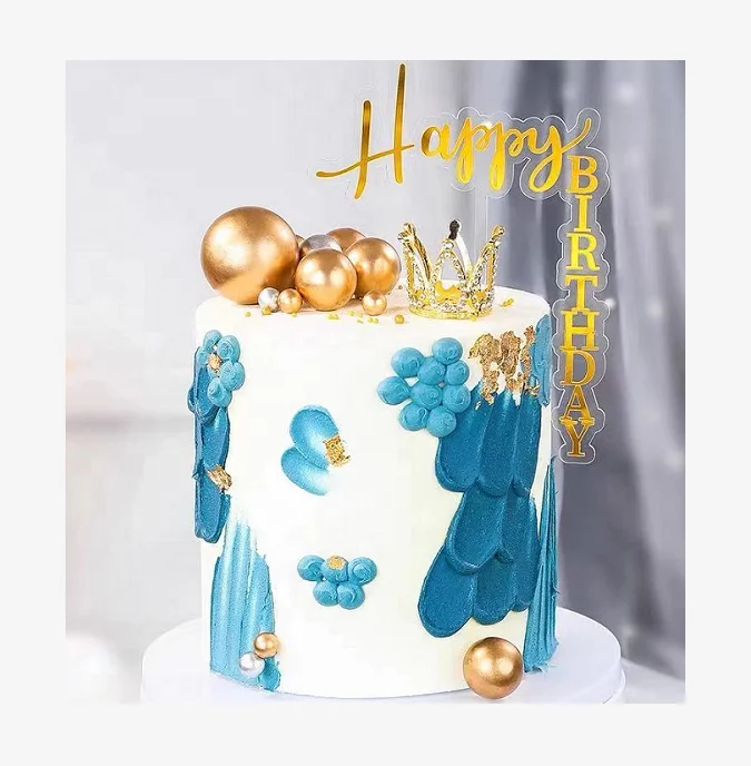 20 Pcs Included Happy Birthday Gold Cake Topper With Crown Mini Crown Cake Topper