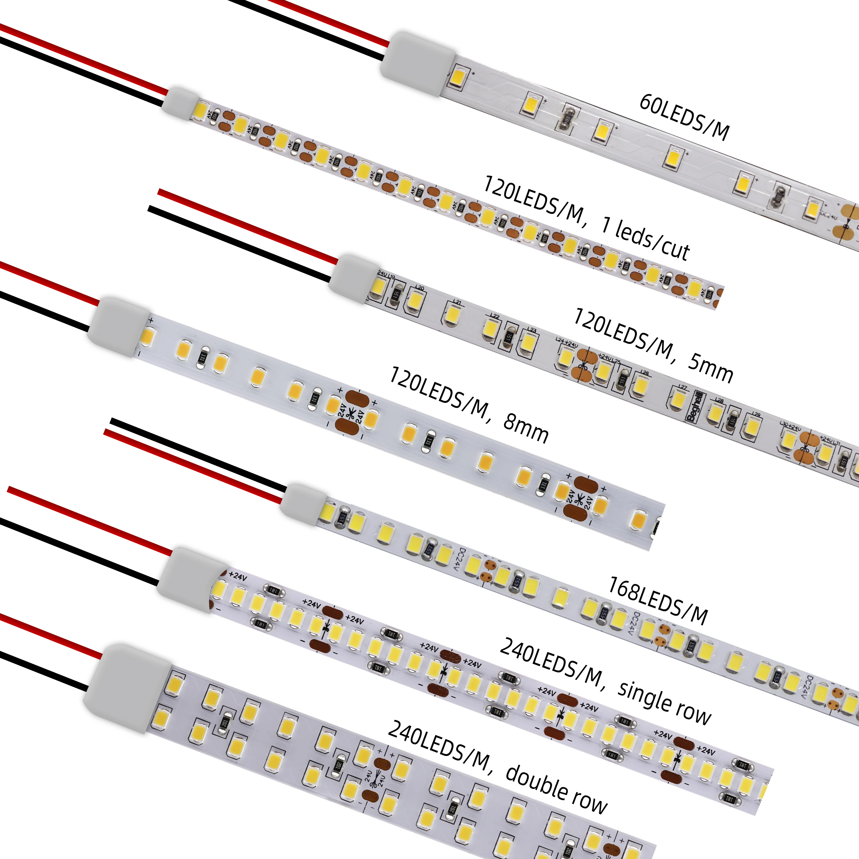 China factory SMD 2835 LED flexible strip light 120LEDS 240LEDs 12V 24V cold white warm white CRI90 ceiling strip light