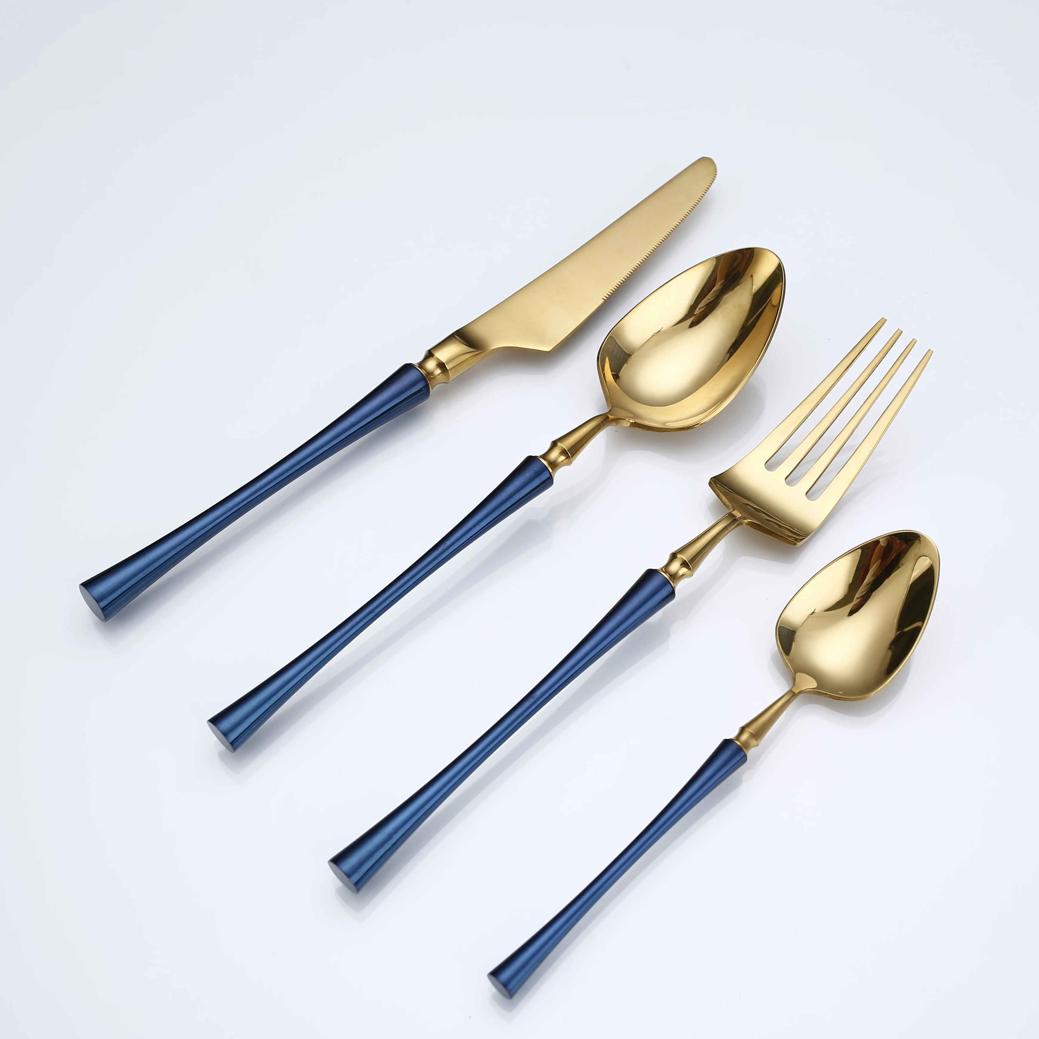 Amazon bestseller 2021 wedding eco friendly golden stainless steel spoon fork and knife flatware cutlery set
