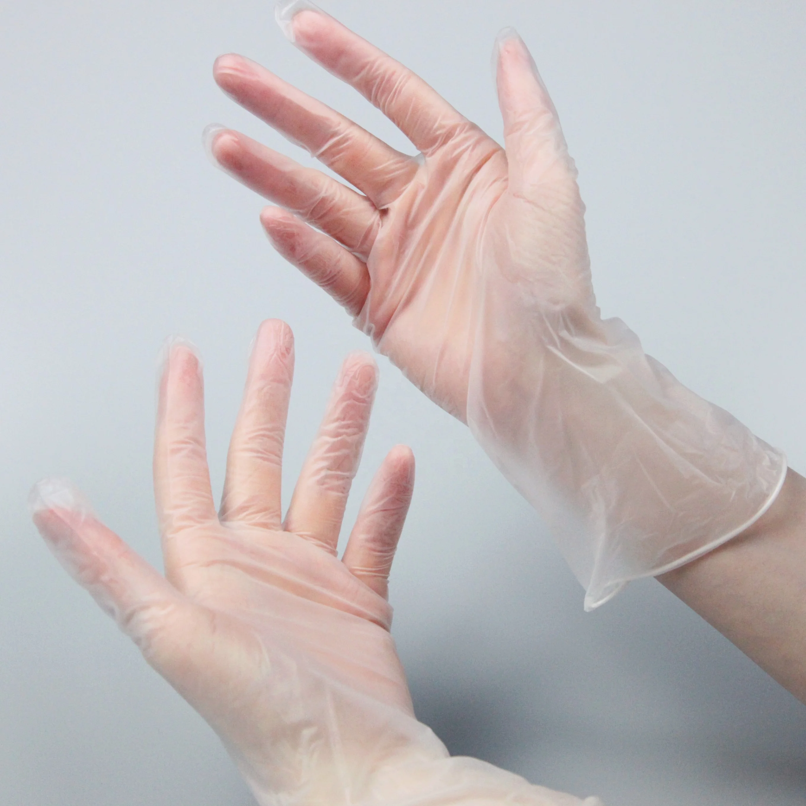 Food Grade processing Disposable M4.0 clear color powder free vinyl gloves for cleaning room