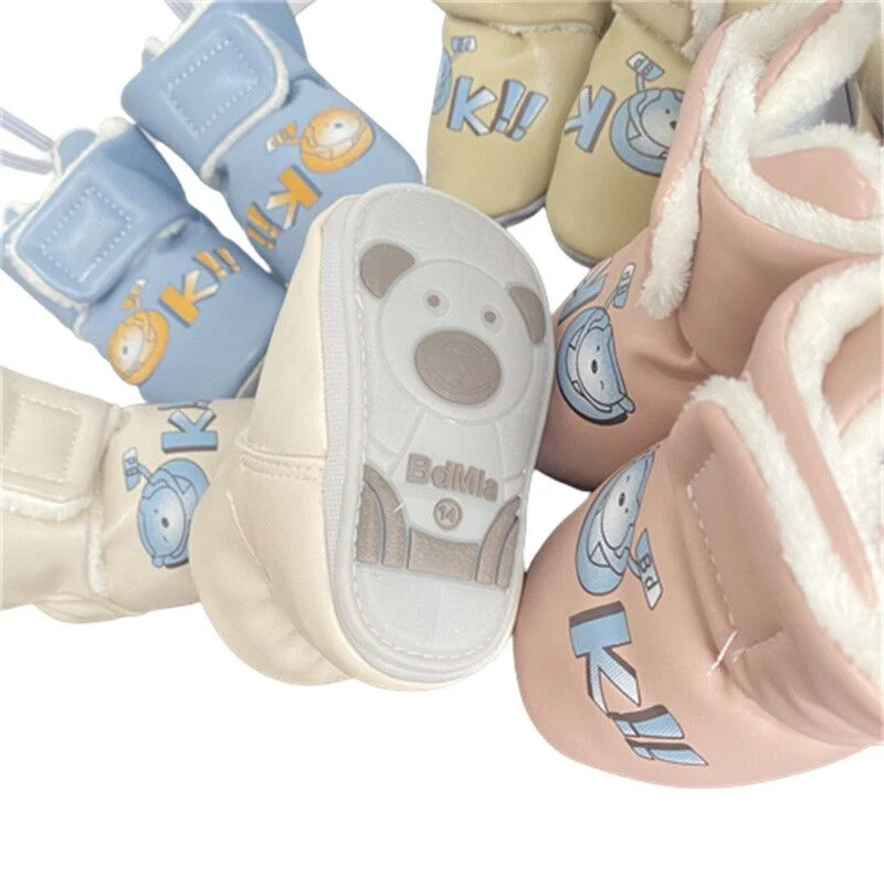 Custom Winter Thickened Leather Baby Girl Boy Shoes Toddler Infant Non Slip Soft Warm Boots Shoes