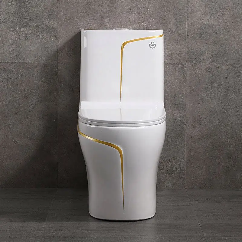 Blue Color Bathroom Ceramic Toilet One Piece Gray Gold Color Design Siphon/Wash Down Toilet Bowl
