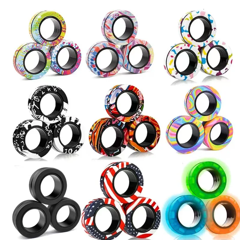 Newest  Fingers Magnet Rings Stress Relief Magical Toys for Training Relieves Autism Magnetic Ring Fidget Spinner Toys