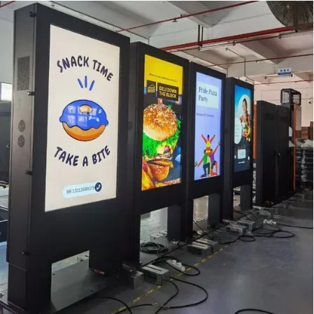 Waterproof Outdoor Advertising Screen TV 75' High Brightness 4K HD Video Display Floor Stand LCD Panel Billboard Outdoor Totem