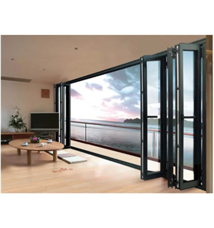 Specializing in The Production of Energy-saving Bi-fold Door Aluminum Alloy Patio Folding Glass Foldable Graphic Design Finished