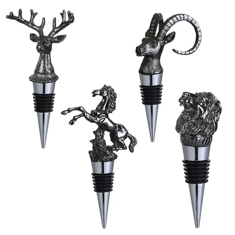 Custom Wine Bottle Cork Silicone Personalized Creative Animal Head Wine Bottle Stopper Gift For Wedding Party Home