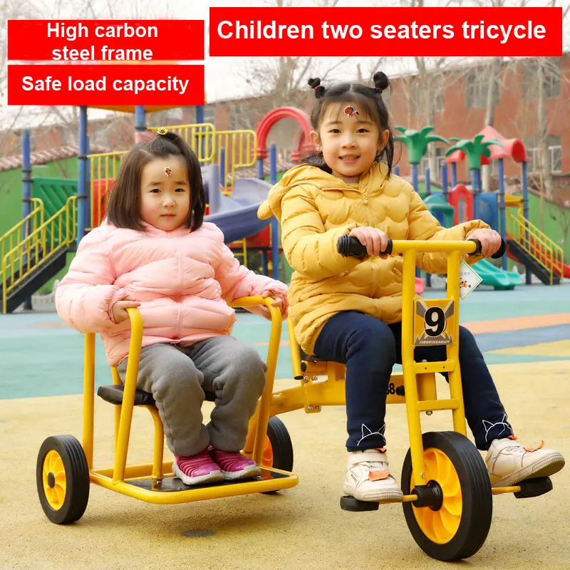 New High Carbon Steel Tricycle for Preschoolers and Kindergarten 1-3-8 Years Old 2-Persons Outdoor Bike