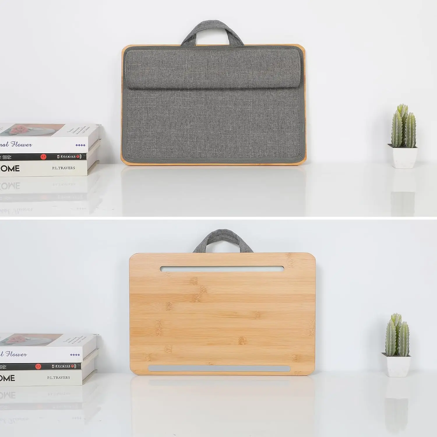 Combohome High Quality Portable Bamboo Lap Desk Laptop Stand Tabletop Tray With Pillow Wrist Rest Phone Stand Mouse Pad