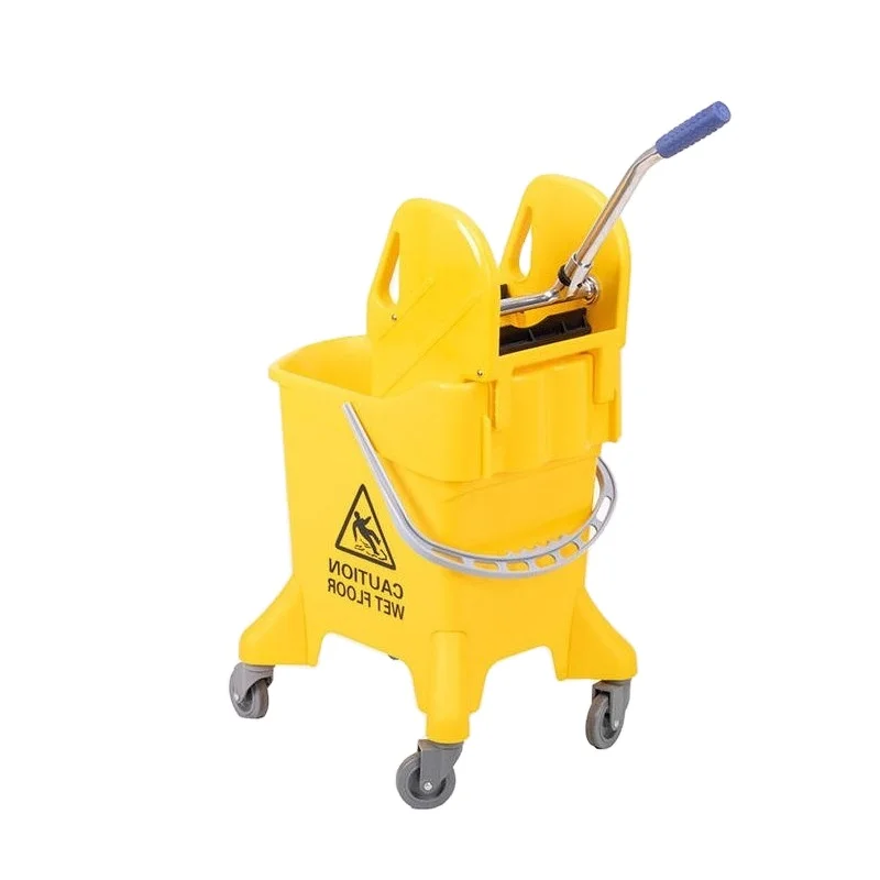 New design portable mop bucket and wringer plastic trolley cart mop bucket with side press squeeze