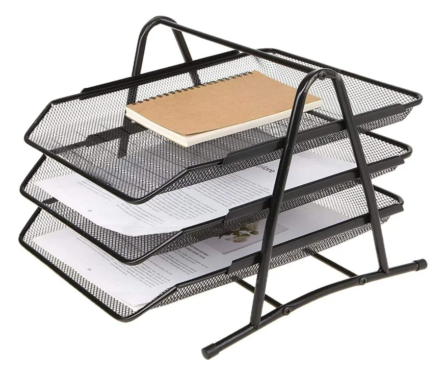 Metal Letter Tray Desk Organizer 3-Tier Mesh Office Paper Holder for Desk - Desk Tray -Desk Paper Organizer