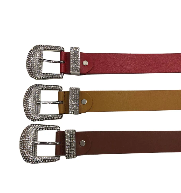 
Stone buckle pin buckle fashion belt for women 