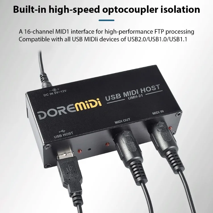 USB-хост-приставка 1-в-1-выход 16-канальный MIDI-приставка Применимая MIDI клавиатура электрическая выдувная трубка электрический барабан USB в конвертер