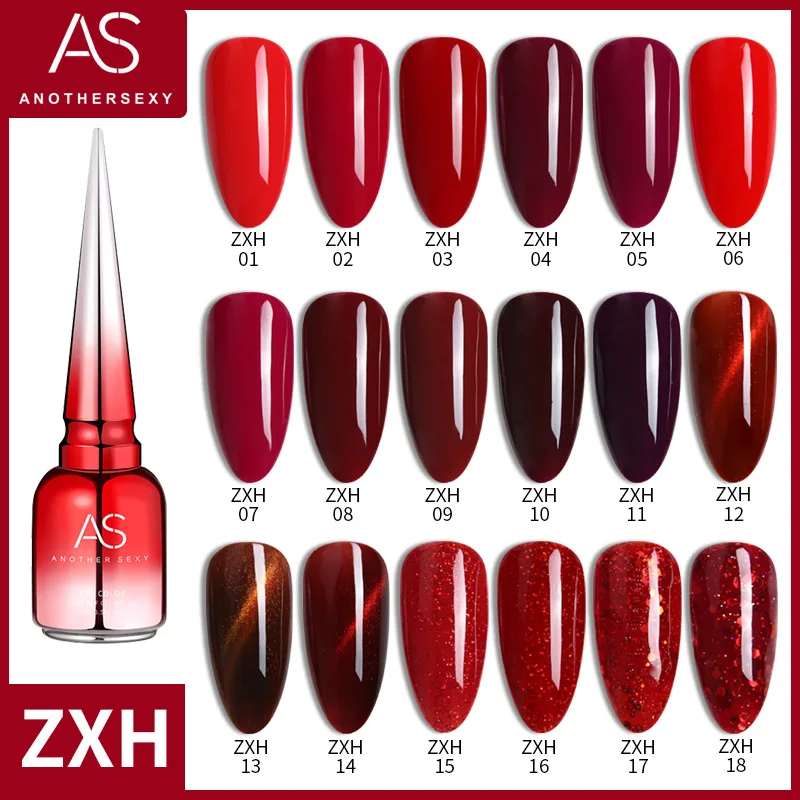 Red glitter uv gel nail polish magnetic cat eye nail polish gel 15 ml AS red bottle uv soak off nail gel polish