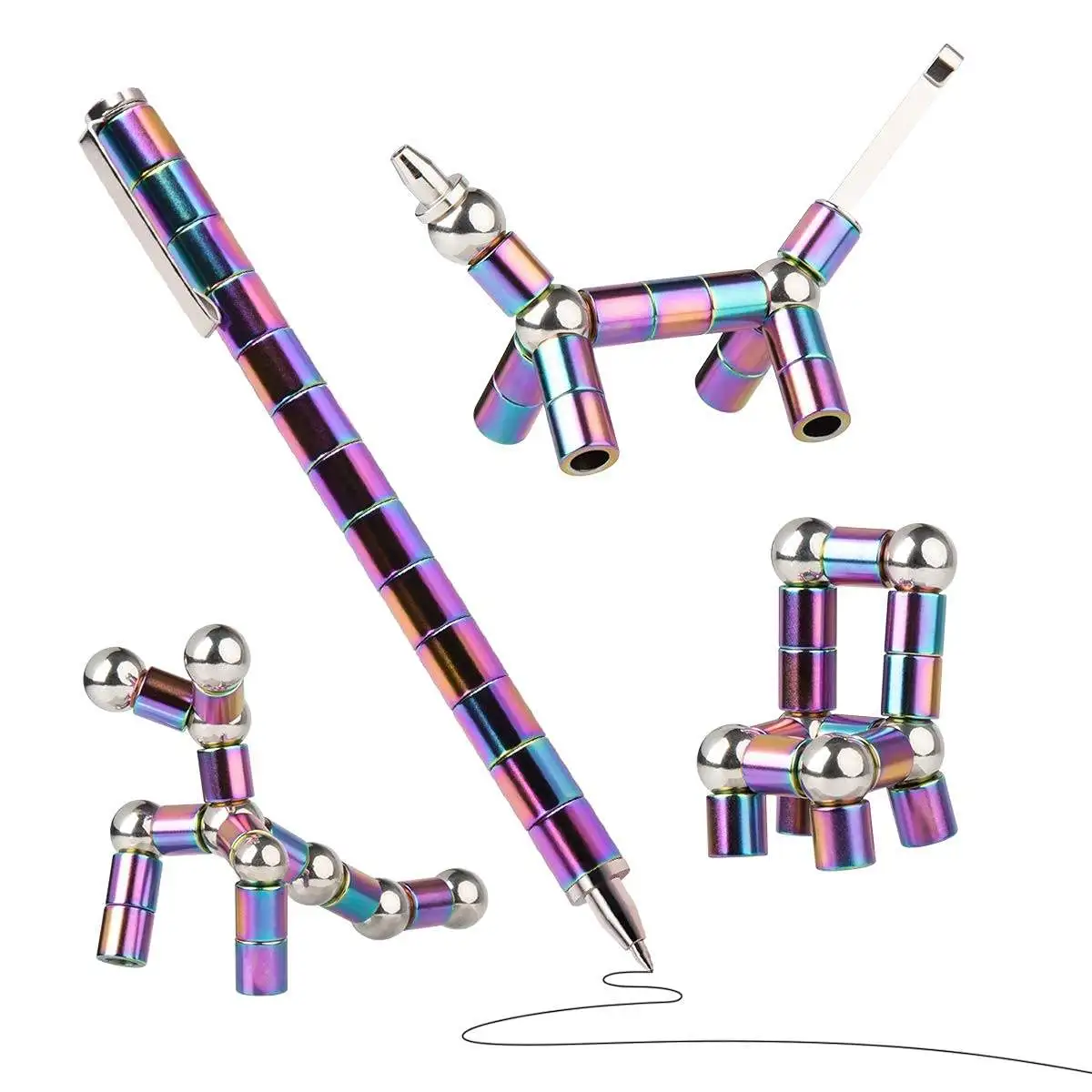 The fidget Pen, Decompression Magnetic Metal Pen, Multifunction Writing Magnet Ballpoint Pen Gift for Kids magnetic fidget pens