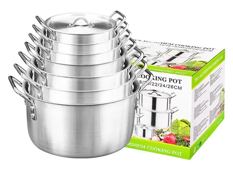 Best selling 7pieces 14cm 16cm 18cm 20cm 22cm 24cm 26cm aluminium panelas cookware set Korean soup pot