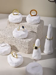 Handmade creative ring support ring jewelry display rack white plaster ring placement storage rack