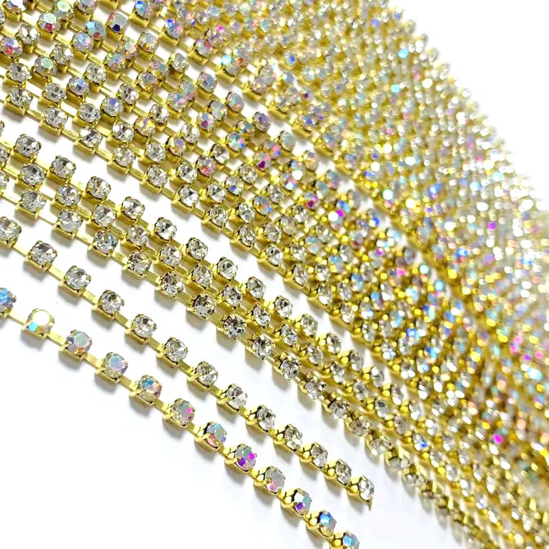 Rhinestone wholesale high quality trimming brass cup rhinestone chain