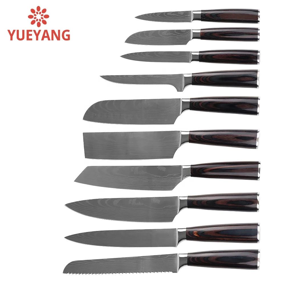YUEYANG, Высокоуглеродистый нож из нержавеющей стали, острый кухонный нож с эргономичной ручкой, Подарочная коробка для семьи и ресторана с защитой от лезвий