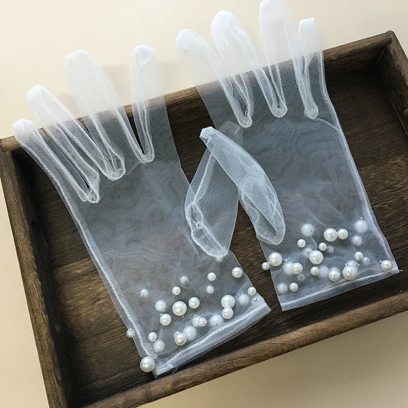 
New Bridal Wedding Dress BridalGloves Lace short White Butterfly Wedding DressGloves Wedding Accessories 