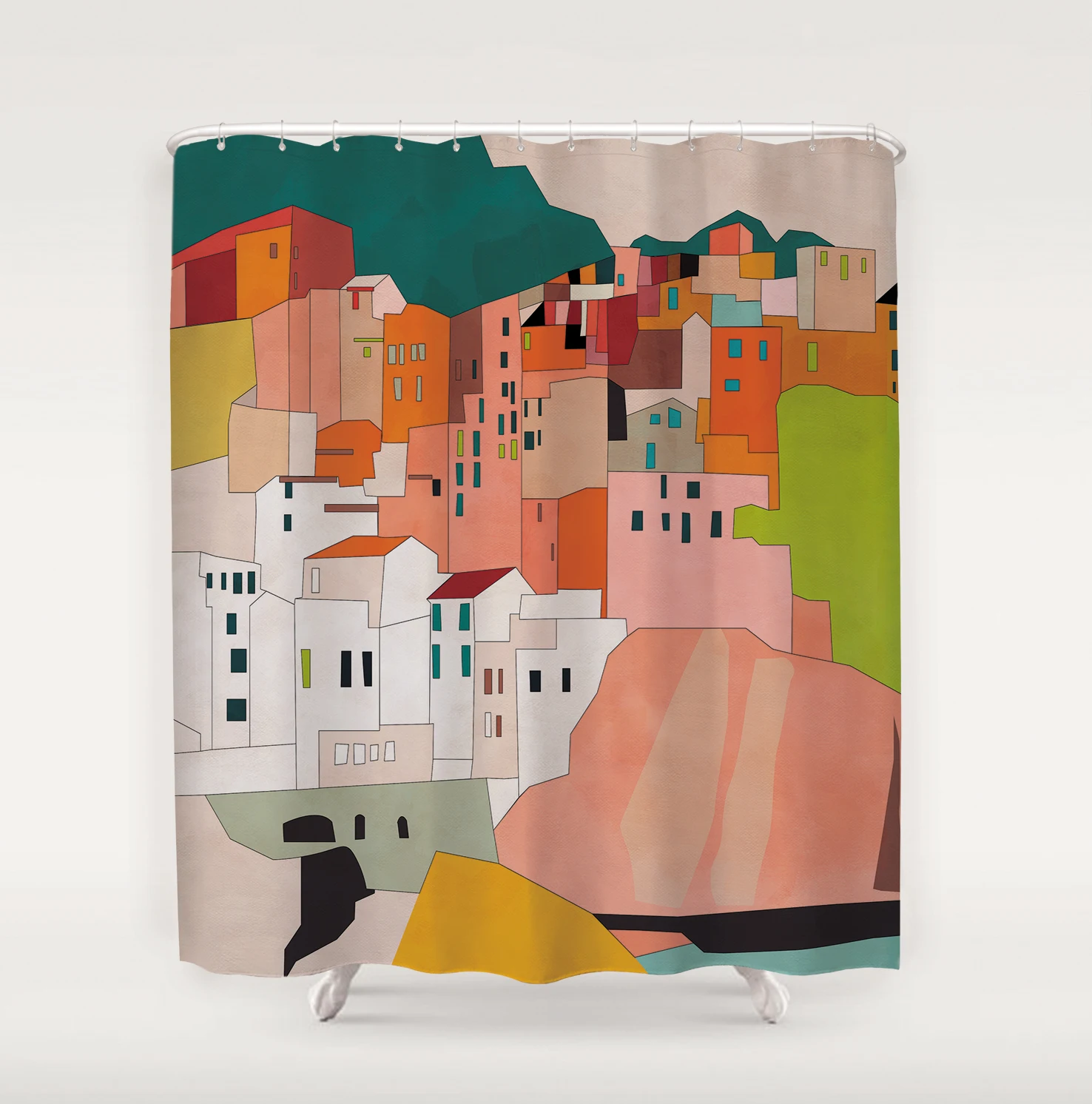 Farm house autumn 3D printing waterproof outdoor polyester boho shower curtain with hooks for bathroom