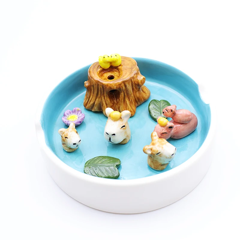 Wholesale office decor cute new design 3d cigar ash tray deflow incense burner custom ceramic guinea pig ashtray