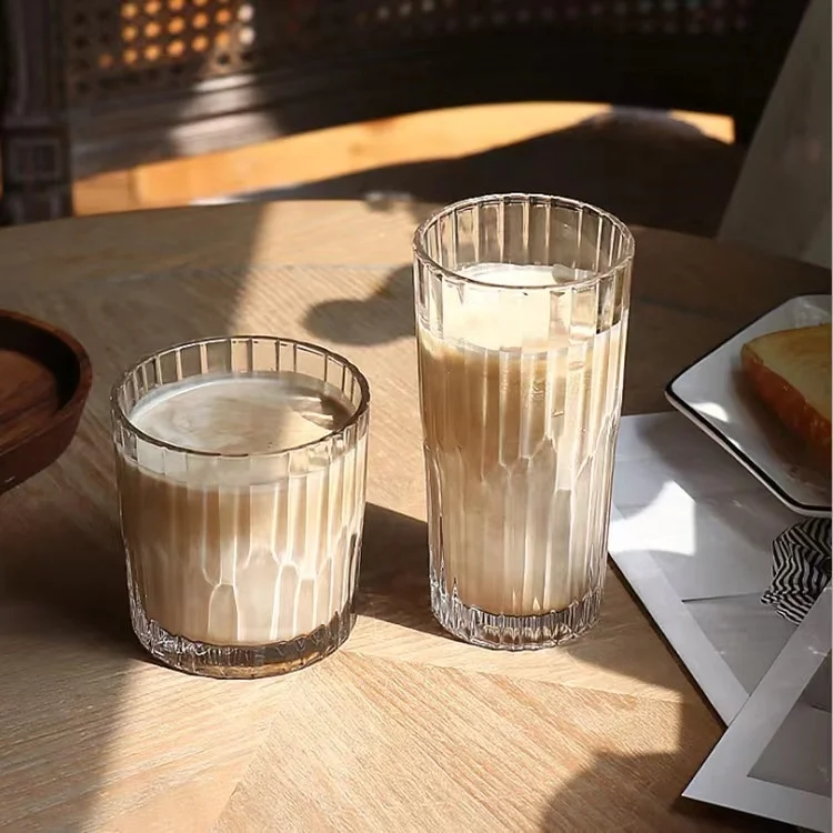 INS Korean vintage striped clear Whiskey cocktail glass