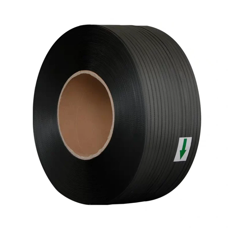 Free sample black PP box strapping roll plastic packing strip pp strap band roll for carton packing