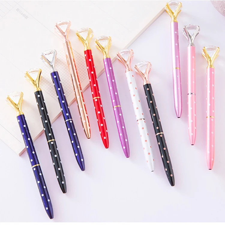 
Big Diamond Crystal Metal Ball Pen Kawaii Magical Pen Fashion School Office Supplies 