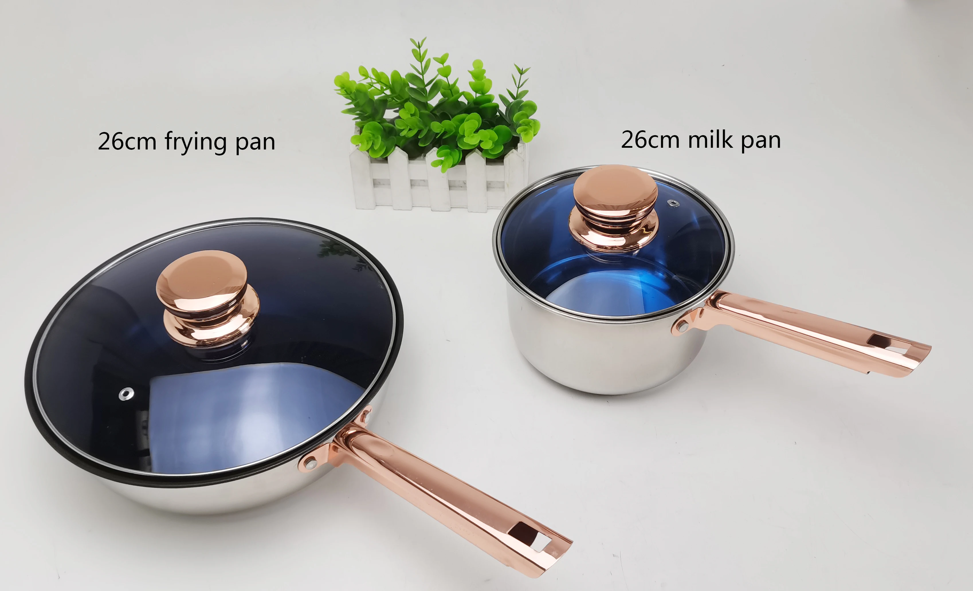 Luxury Non stick cookware set 12 pcs Cooking Pots Set With Champagne Gold Flat Steel Handle Stainless Steel Cookware Sets