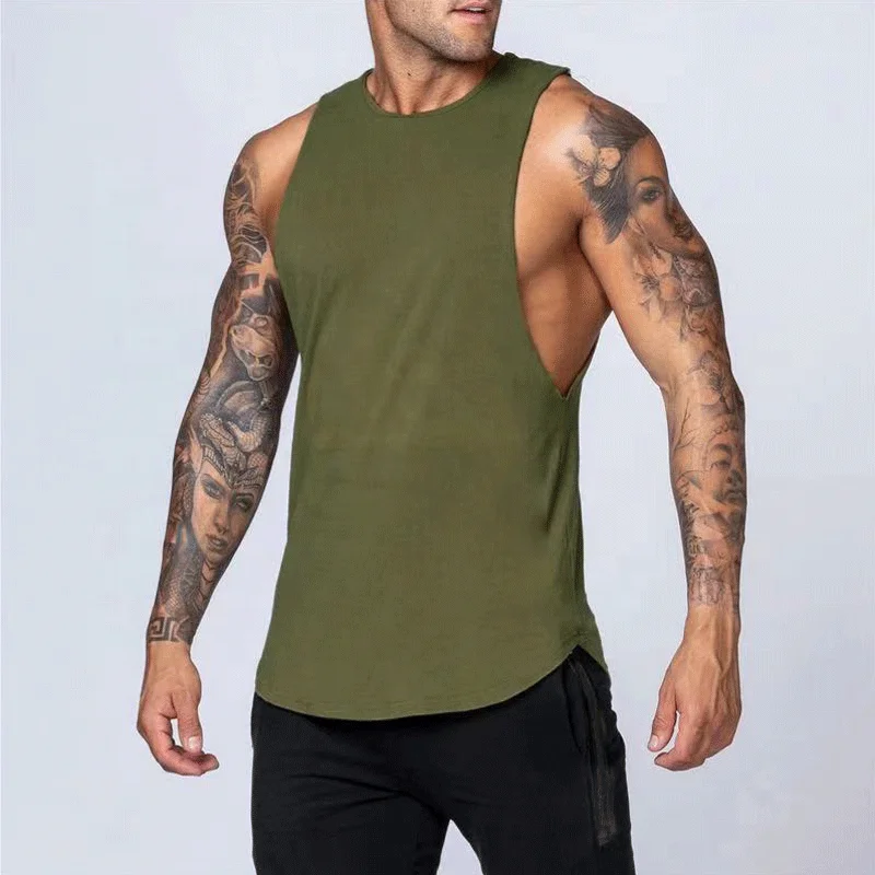 Mens Muscle Sleeveless Stringer Bodybuilding Singlets Fitness Vest Bamboo Fiber Fabric Workout Gym Tank Tops