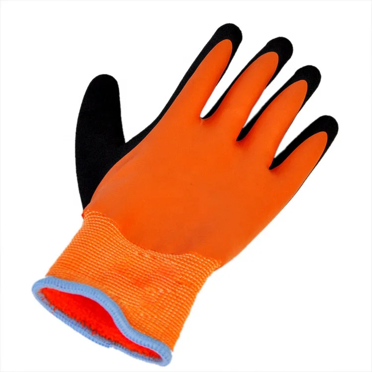 Wholesale Warm Acrylic fleeced  Winter Cold Thermal Work Outdoor latex sandy coated waterproof Gloves