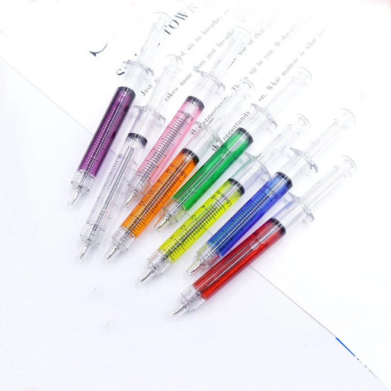 School supplies Creative needle syringe Ballpoint pen plastic transparent simulation syringe injection pen with Logo 1107