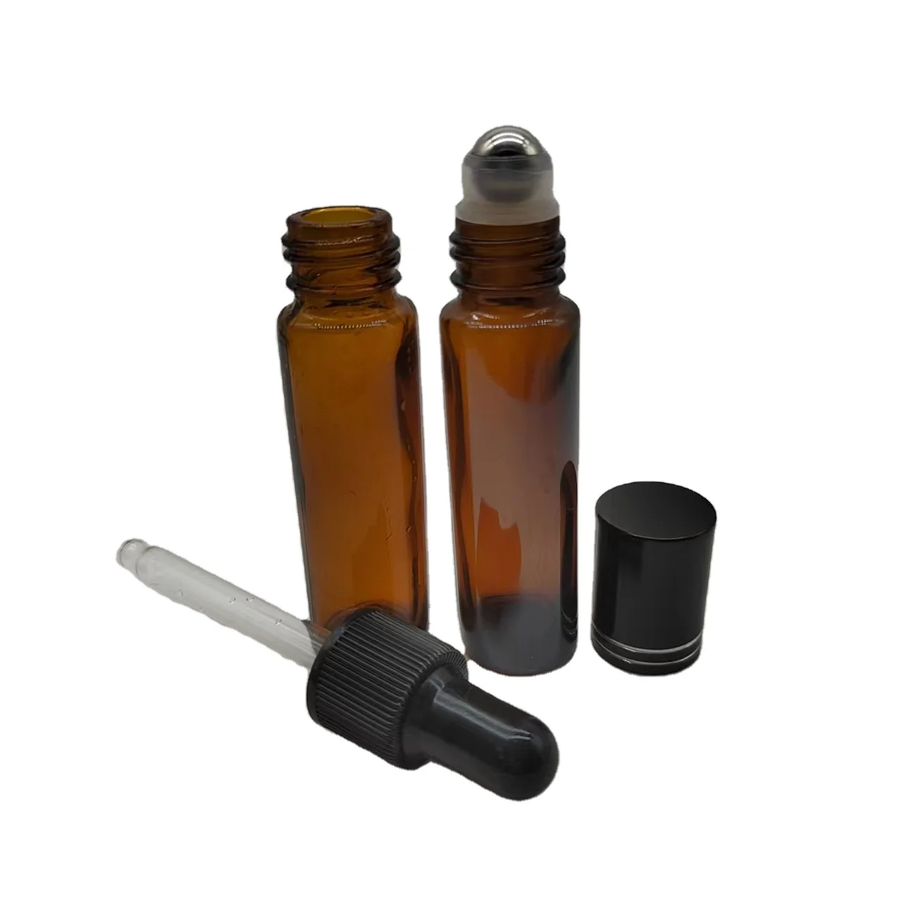 Shandong Factory 10ml amber roll on Essential oil sprayer glass bottle with plastic sprayer cap