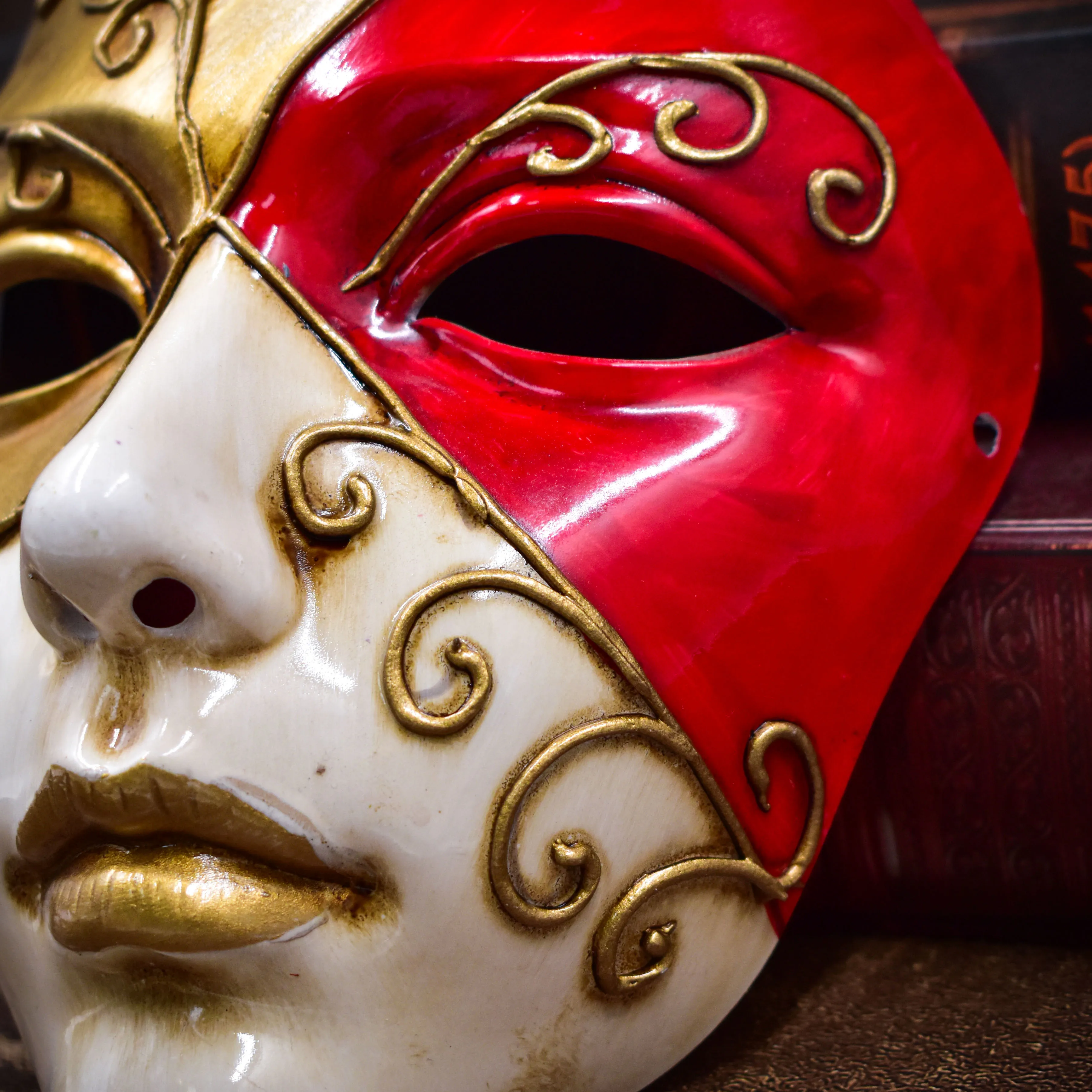 Carnival Red Gold Half Face Mask Princess Venetian Costume Halloween Clown Party Mask for Female