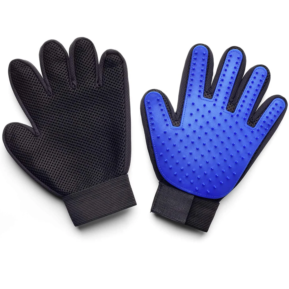 
Pet Grooming Gloves Massage Bath Brush Silicone Breathable Mesh Adjustable Wrist Dog Cleaning glove 