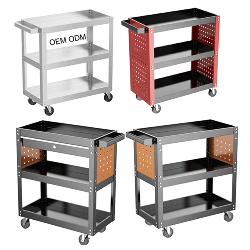 Customization Metal tool trolley workbench rolling box trolley drawers lock tool cart metal tool cabinet set with handle