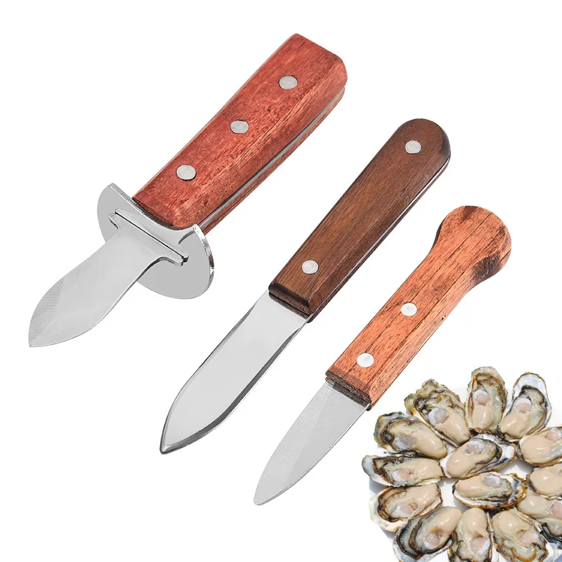 Cross-border hot sell stainless steel oyster knife wooden handle oyster knife