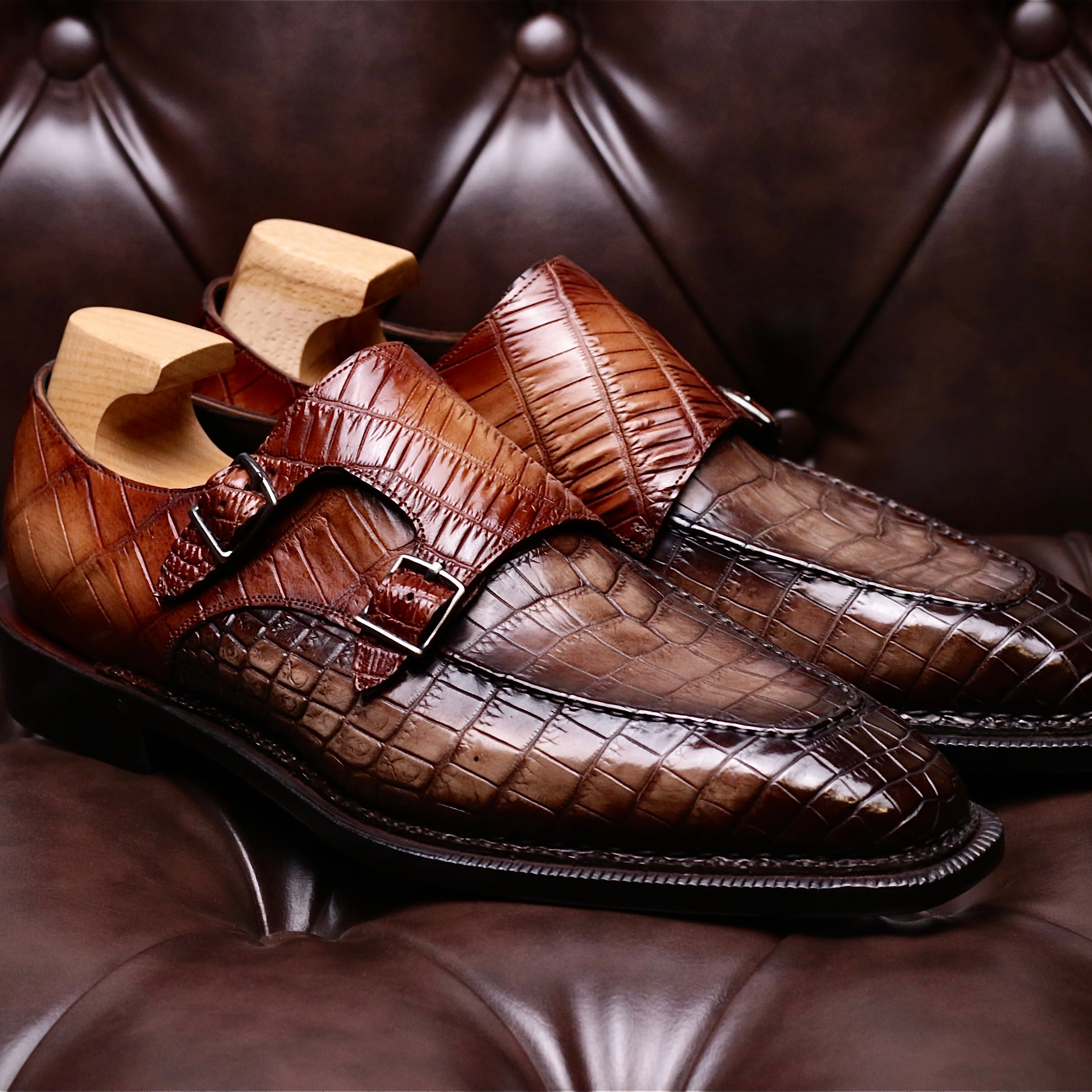 Обувь на заказ ручной работы Nile крокодиловой кожи monkshoes