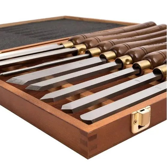 HSS High Speed Steel Wood Carving Chisel Lathe Turning Wood Tools With Sharpen Grinder Oil-stone